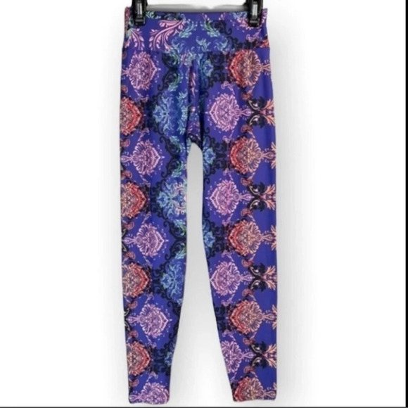 LIQUIDO Printed Yoga Leggings Purple Zen Mid-Rise Crop 7/8 Length Size Medium - Picture 2 of 8